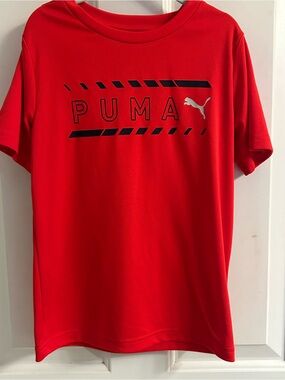 Boys Puma Red Tee with Black Logo and White Puma